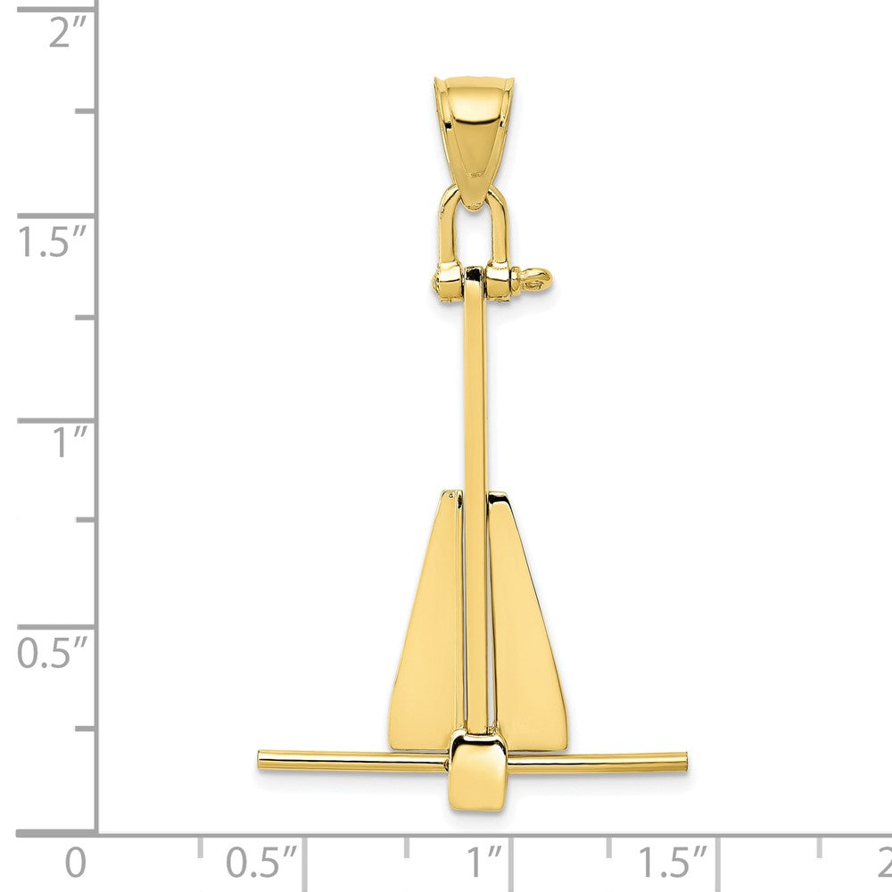 10K 3D Moveable Anchor Pendant