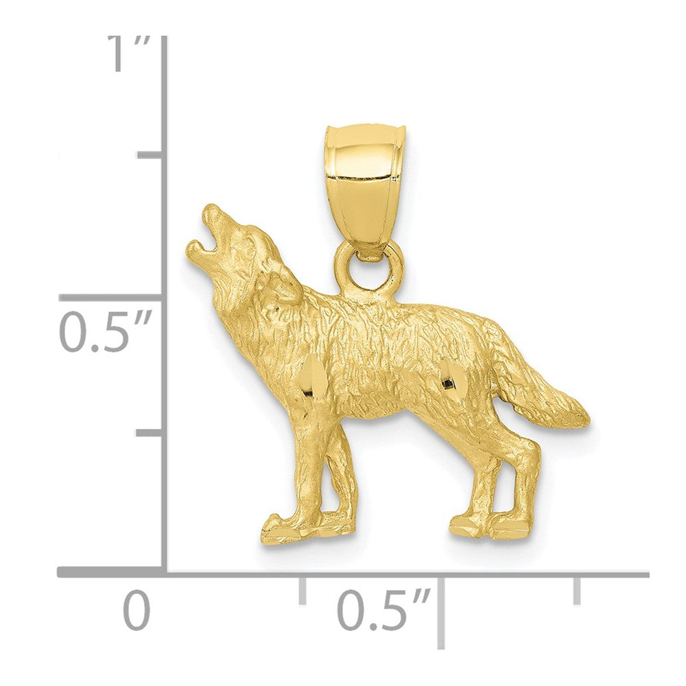10K Diamond-cut Wolf Pendant