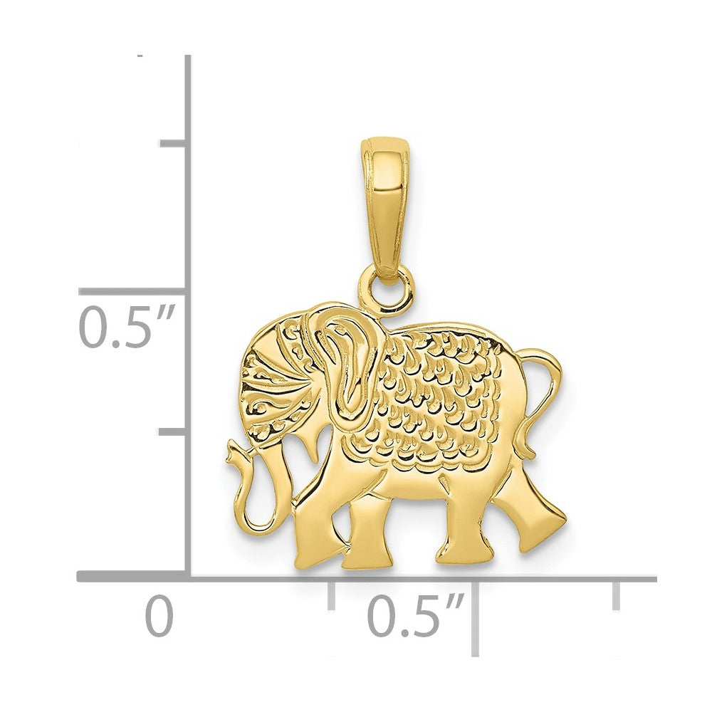 10k Textured Elephant Pendant