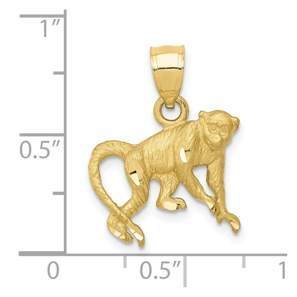 10K Diamond-cut Monkey Pendant