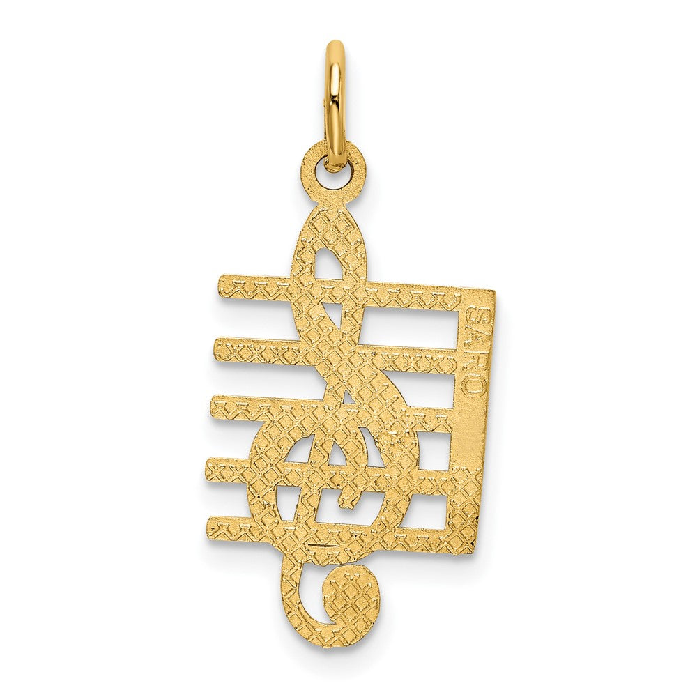 10K Treble Clef and Staff Charm