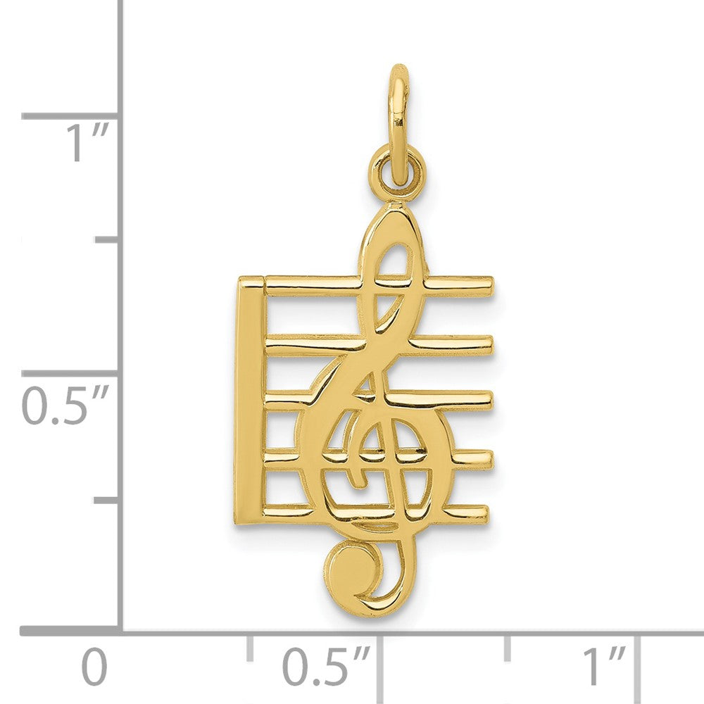 10K Treble Clef and Staff Charm
