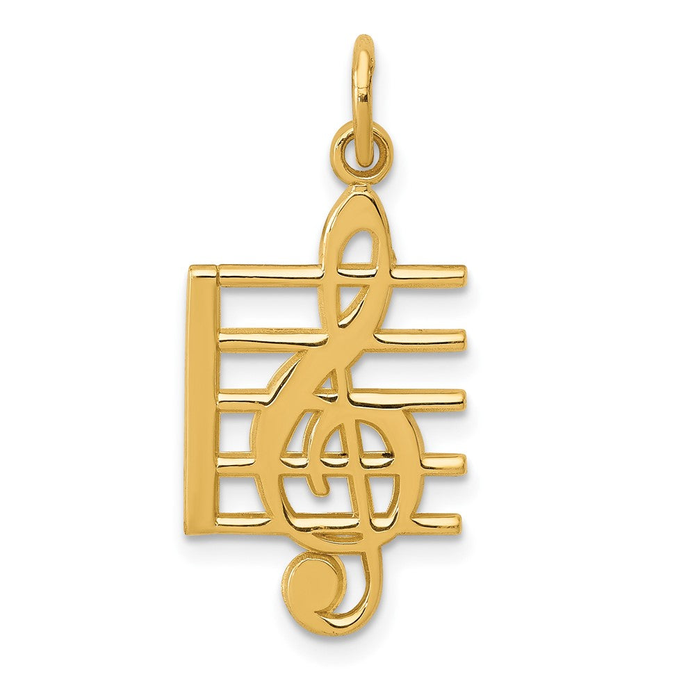 10K Treble Clef and Staff Charm