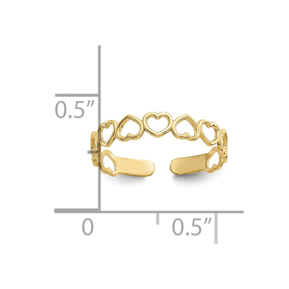 10k Open Hearts Toe Ring
