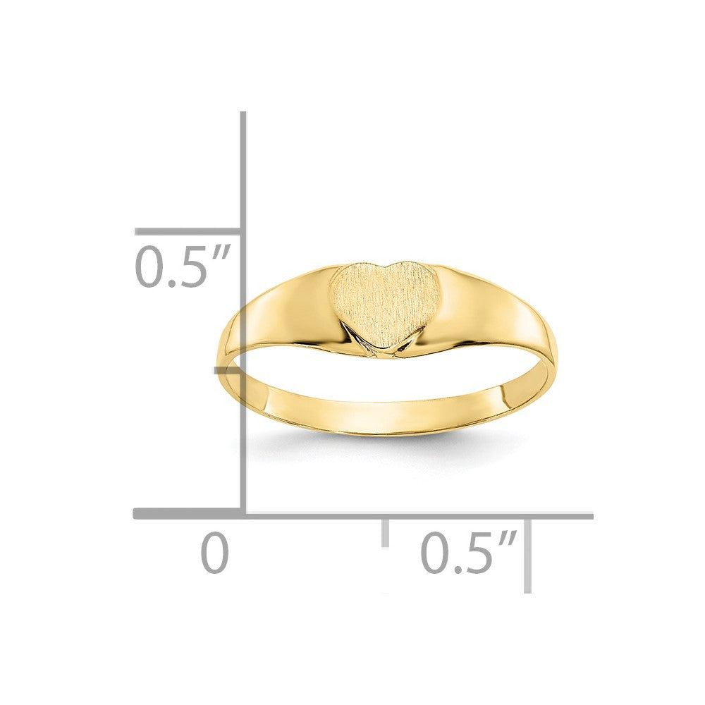 10k Satin Child's Heart Signet Ring