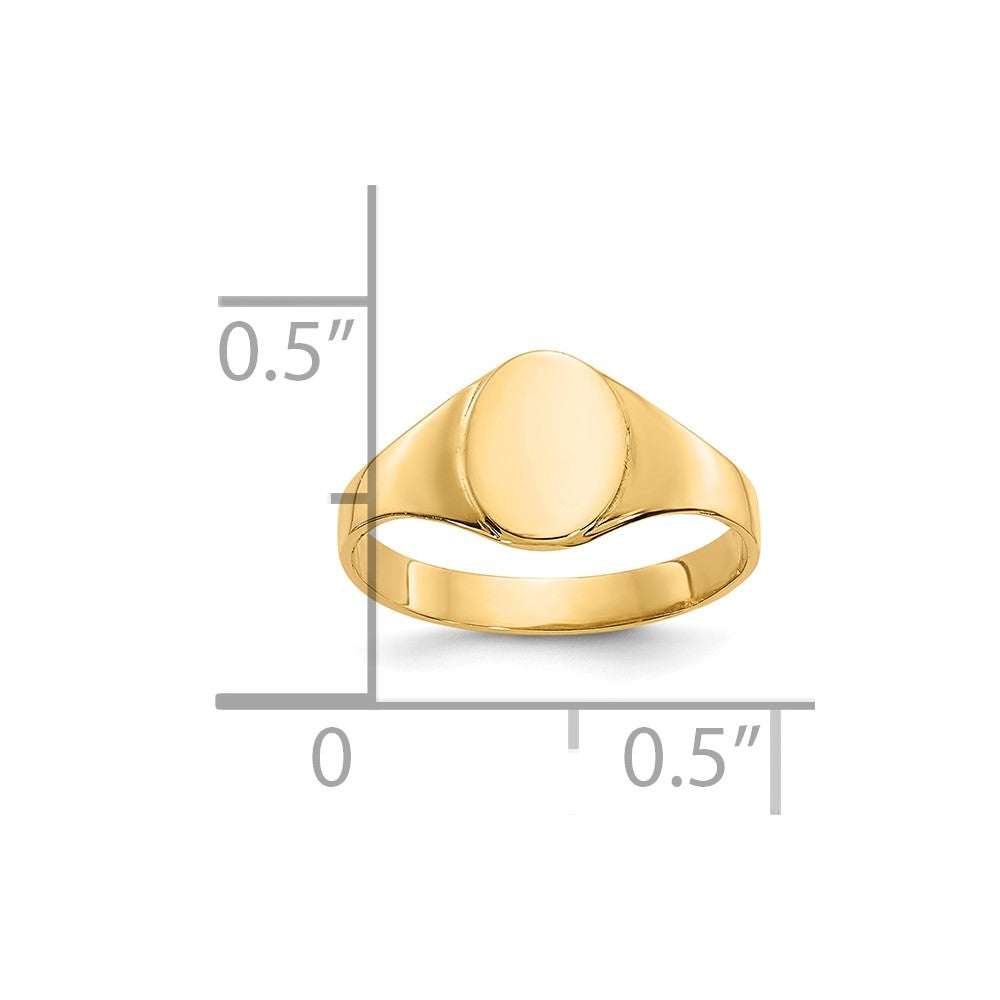 10k High Polished Oval Baby Signet Ring