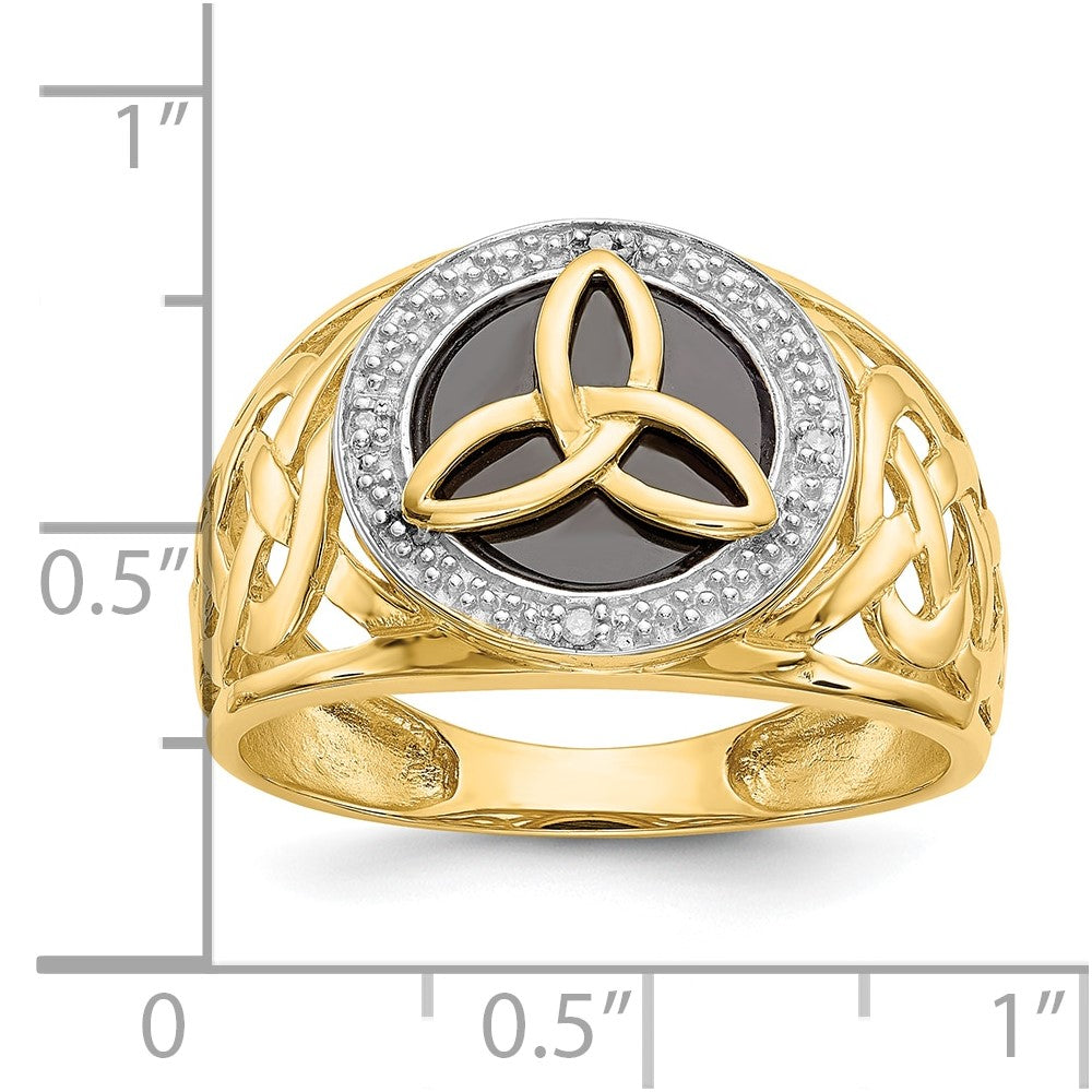 10K and Rhodium Onyx Diamond Trinity Ring