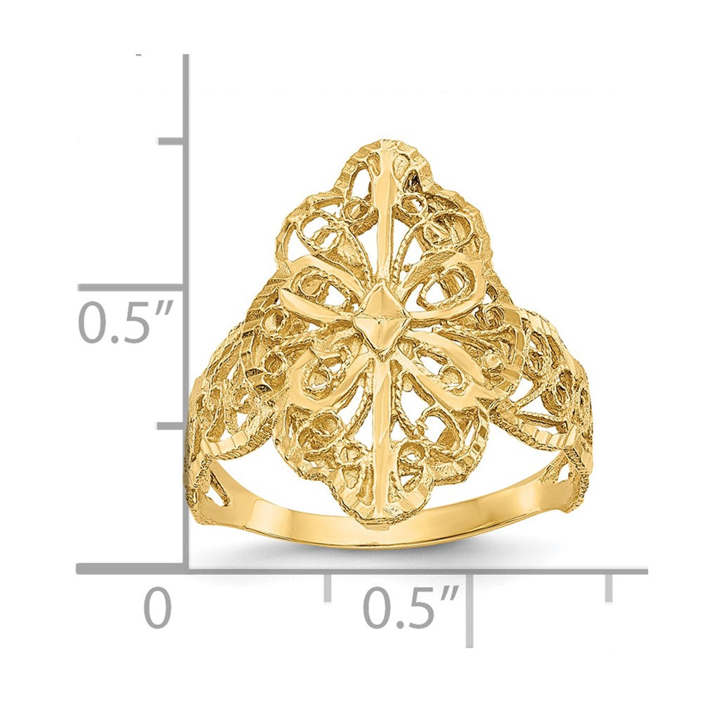10k Diamond-Cut Filigree Ring