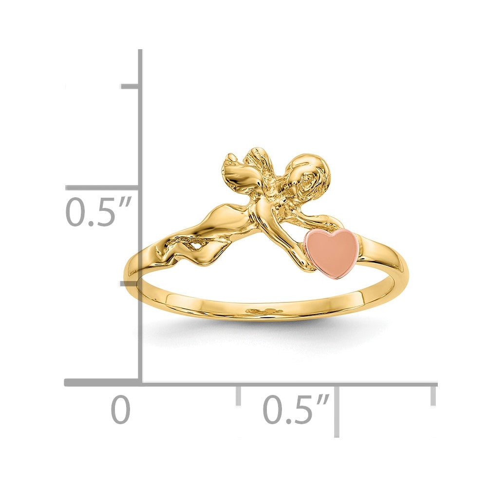 10K Two-tone Angel & Satin Heart Ring