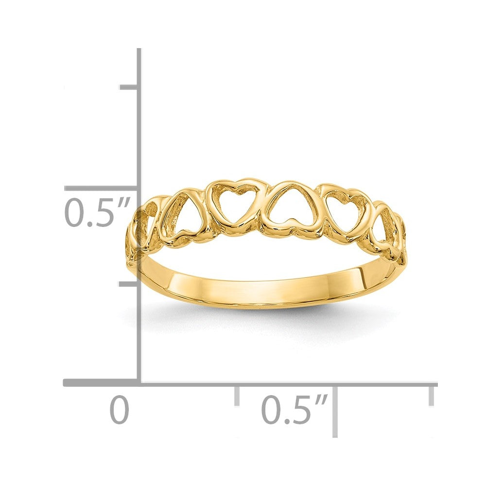10K Polished Hearts Ring