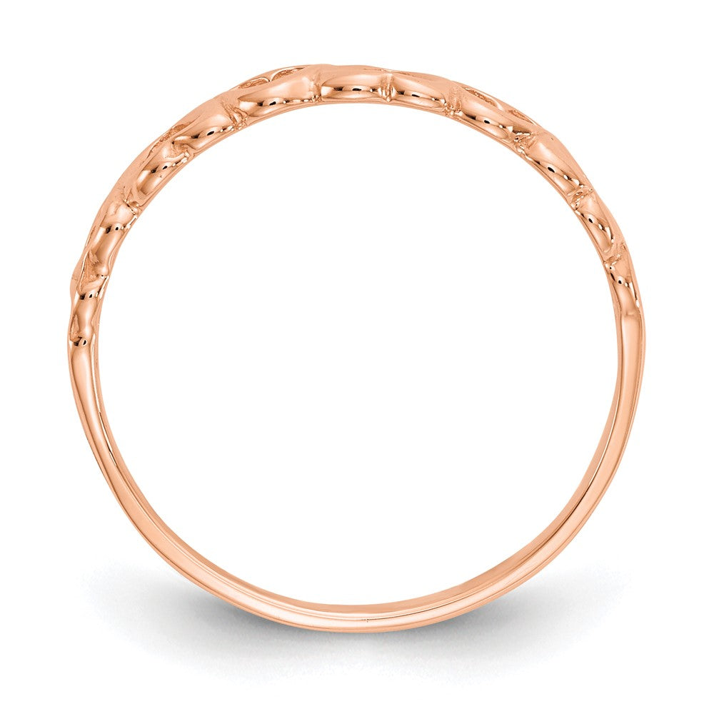 10K Rose Gold Polished Hearts Ring