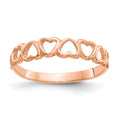 10K Rose Gold Polished Hearts Ring