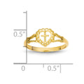10K Diamond-Cut Childs Heart & Cross Ring