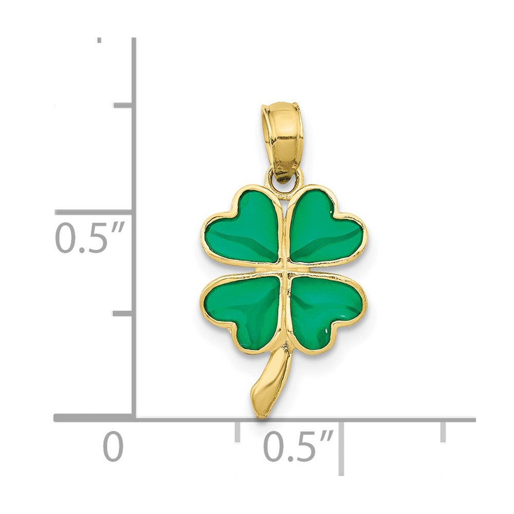 10K 4-Leaf Clover Enameled Pendant