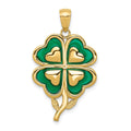 10K 4-Leaf Clover Pendant with Enameled Tips