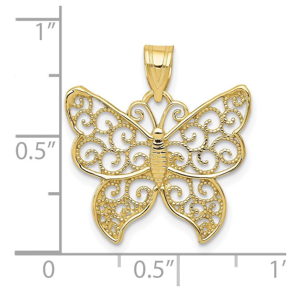 10k Filigree Butterfly Pendant