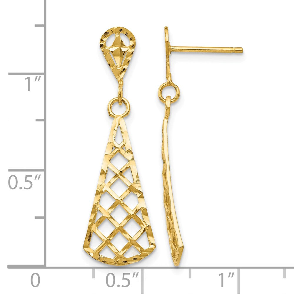 10K Diamond-cut Inverted Fan Dangle Post Earring