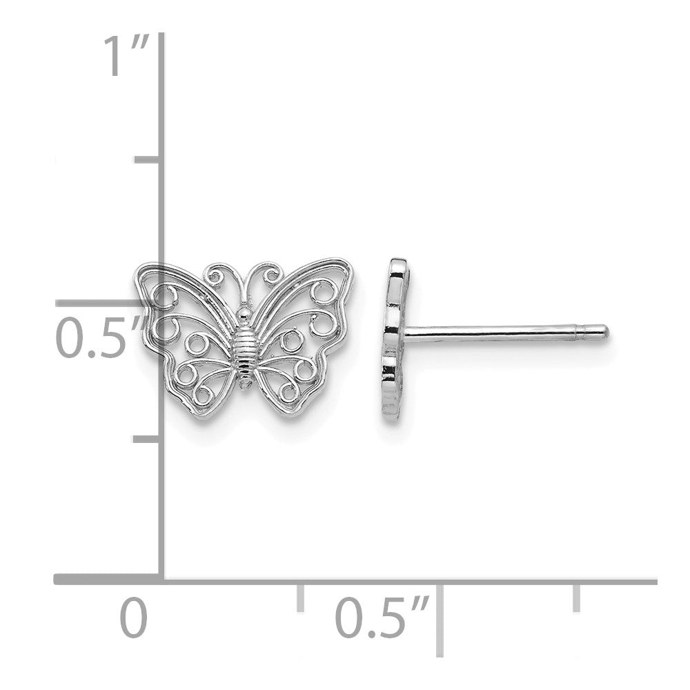 10K White Gold Butterfly Post Earrings
