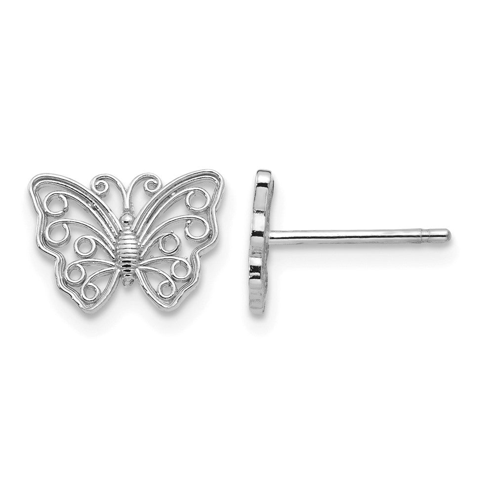 10K White Gold Butterfly Post Earrings
