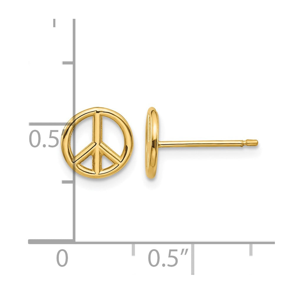 10K Polished Peace Symbol Post Earrings