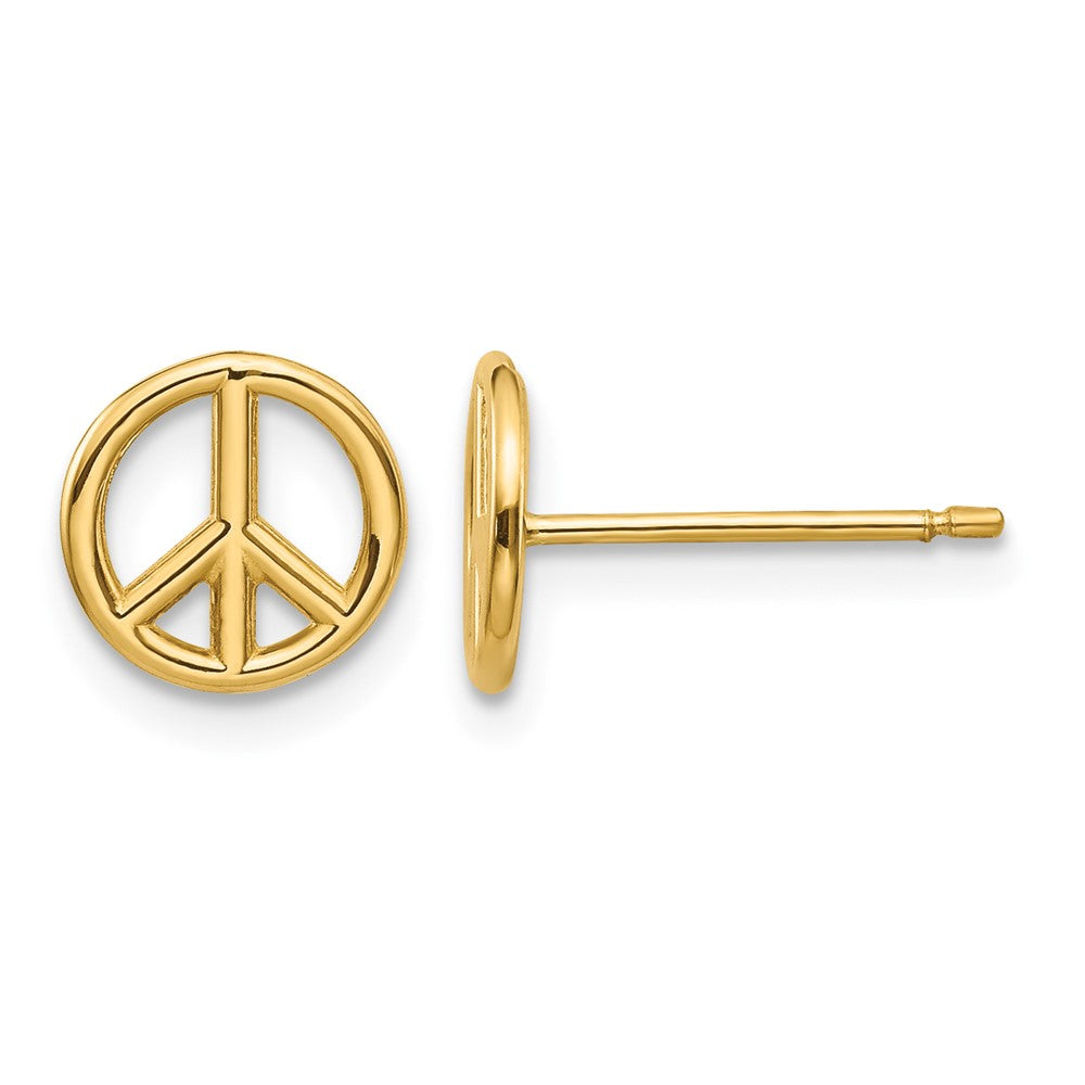 10K Polished Peace Symbol Post Earrings