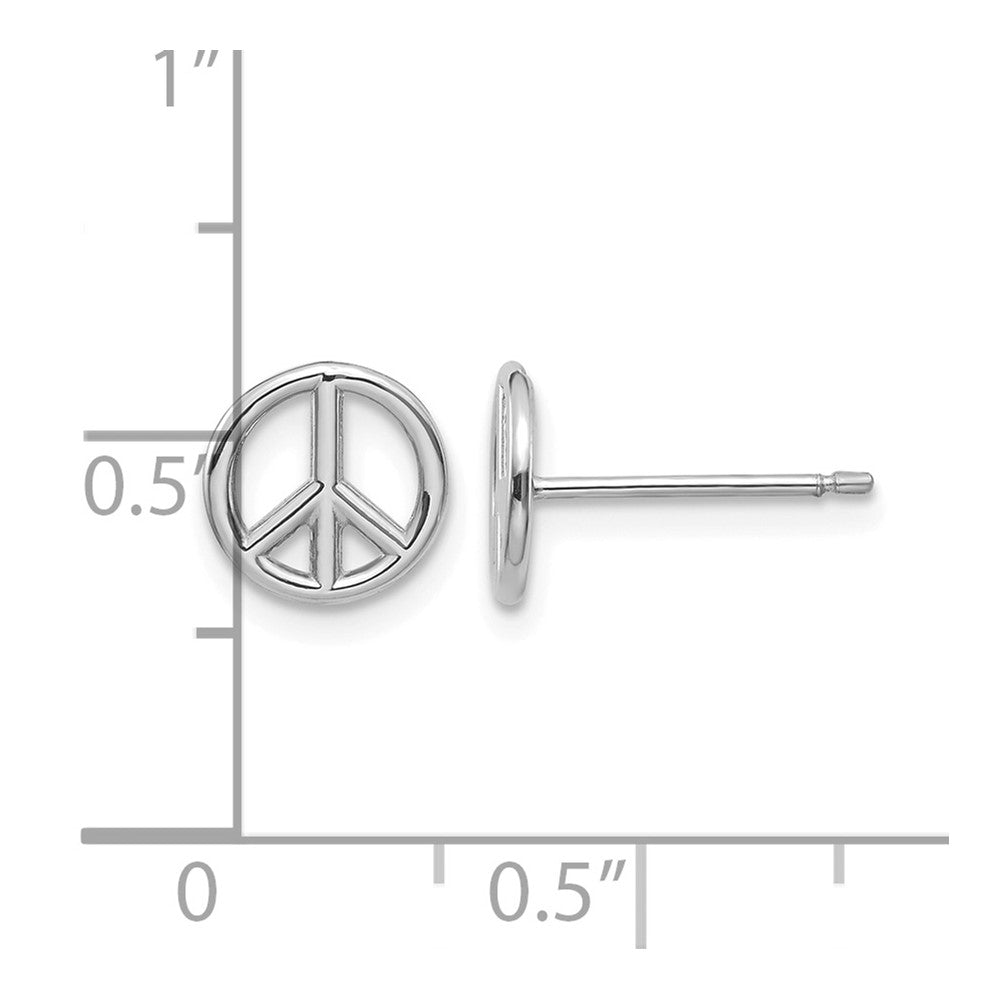 10K White Gold Polished Peace Symbol Post Earrings