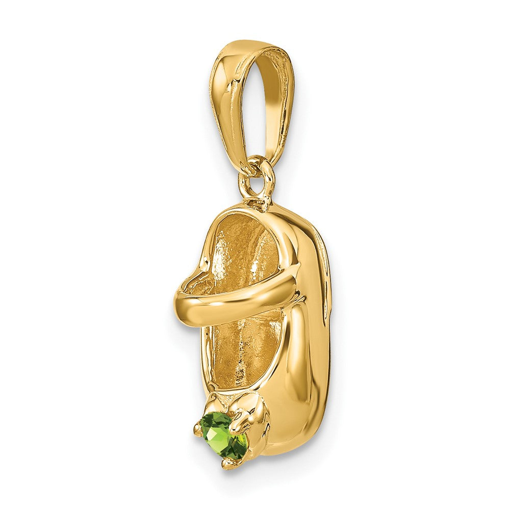 10K 3-D August/Synthetic Stone Engraveable Baby Shoe Charm
