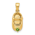 10K 3-D August/Synthetic Stone Engraveable Baby Shoe Charm