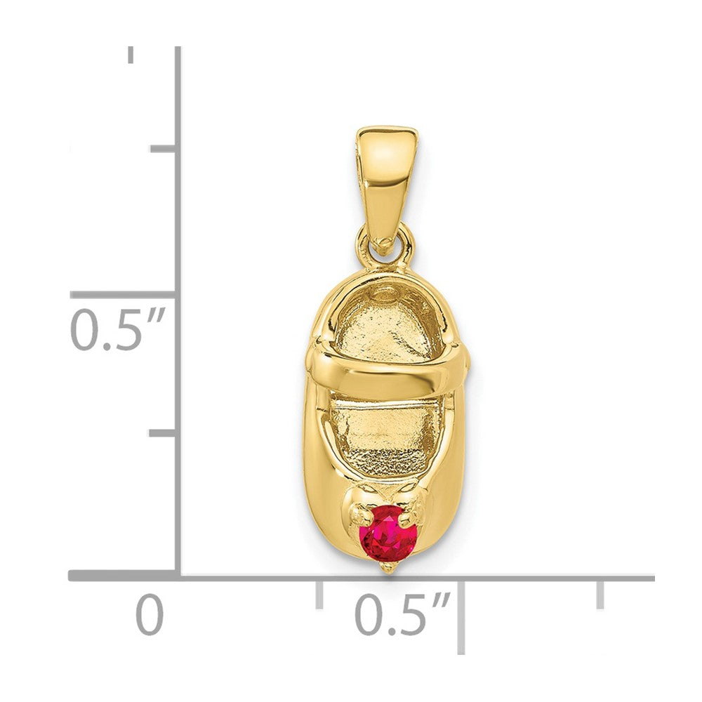 10K 3-D July/Synthetic Stone Engraveable Baby Shoe Charm