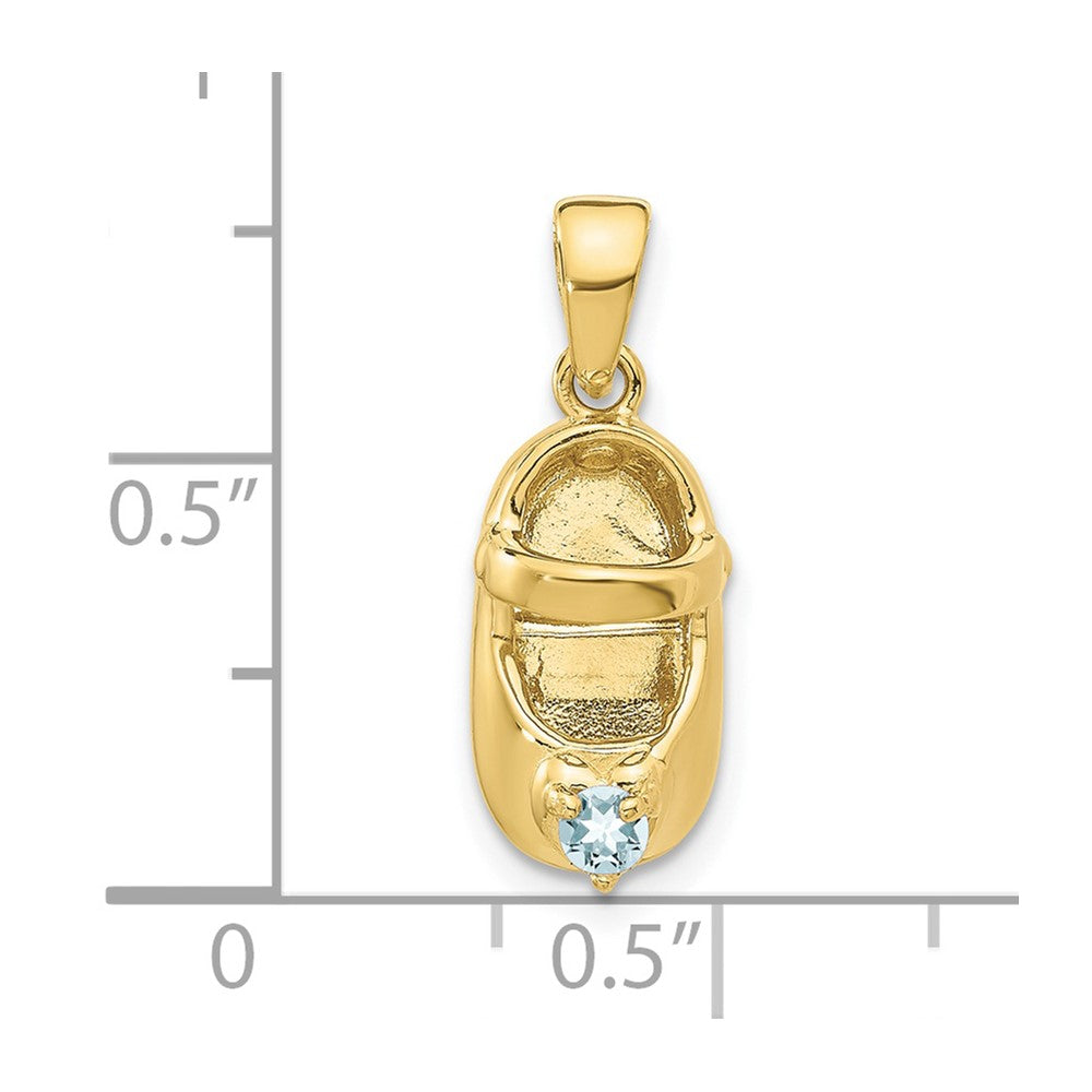 10K 3-D March/Synthetic Stone Engraveable Baby Shoe Charm