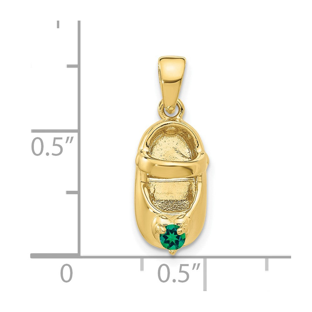 10K 3-D May/Synthetic Stone Engraveable Baby Shoe Charm
