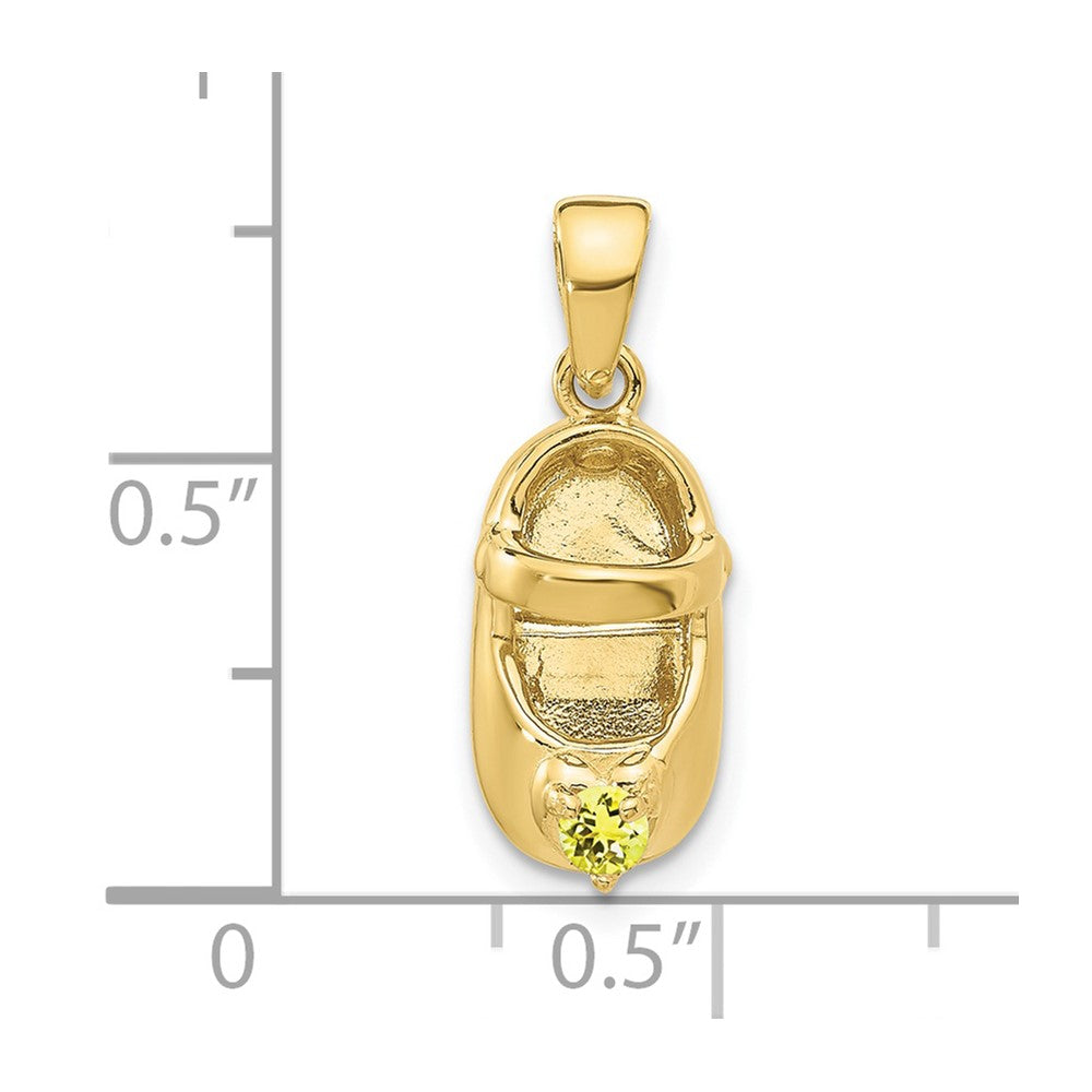 10k 3-D November/Synthetic Stone Engraveable Baby Shoe Charm