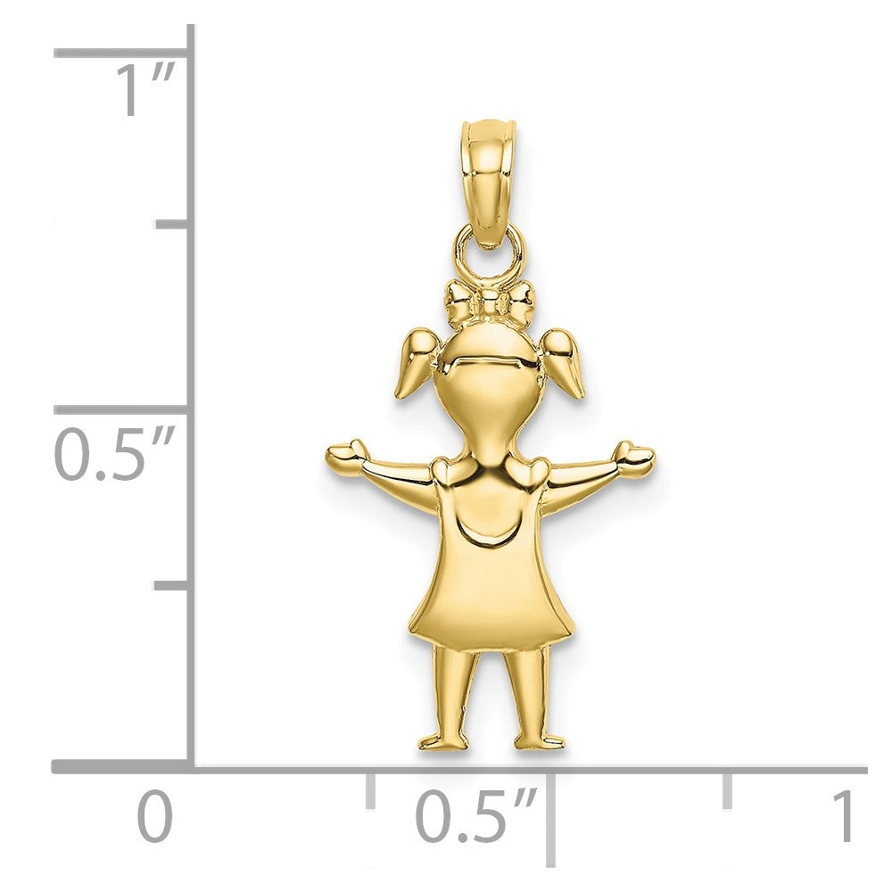 10k Solid Polished Girl with Pig-Tails Charm
