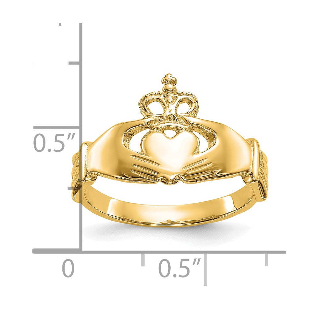 10K Polished Claddagh Ring