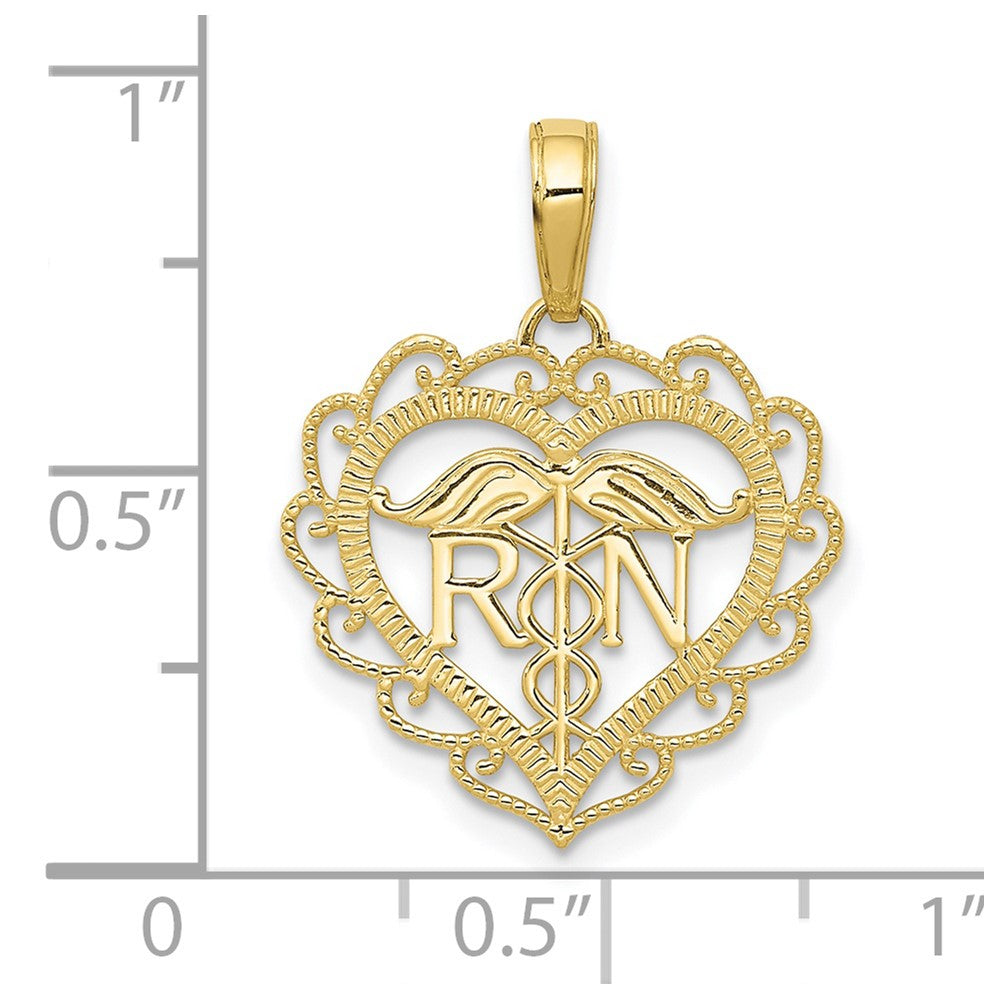 10k Registered Nurse Heart Pendant