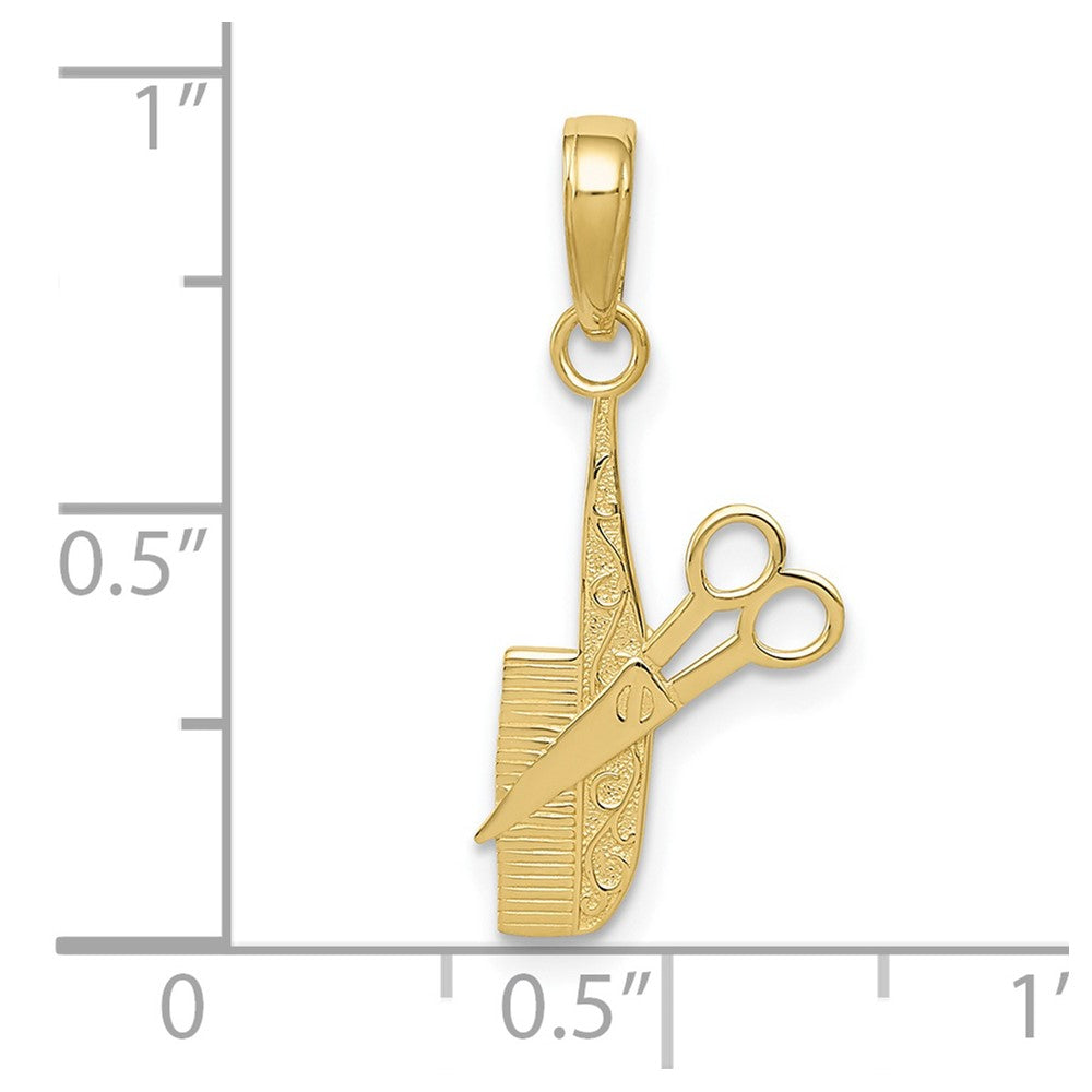 10K Comb and Scissors Charm