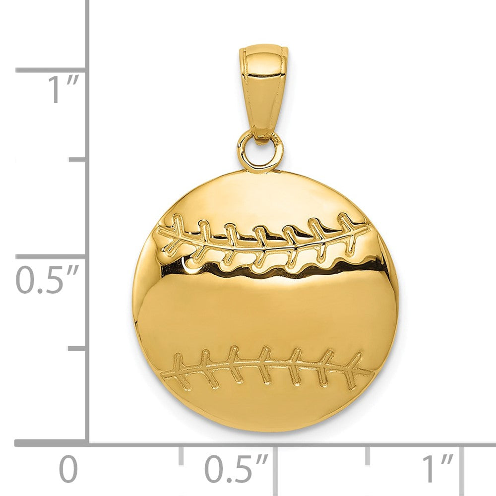 10K Diamond-Cut Baseball Charm