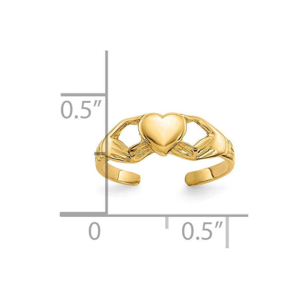 10k Polished Claddagh Toe Ring