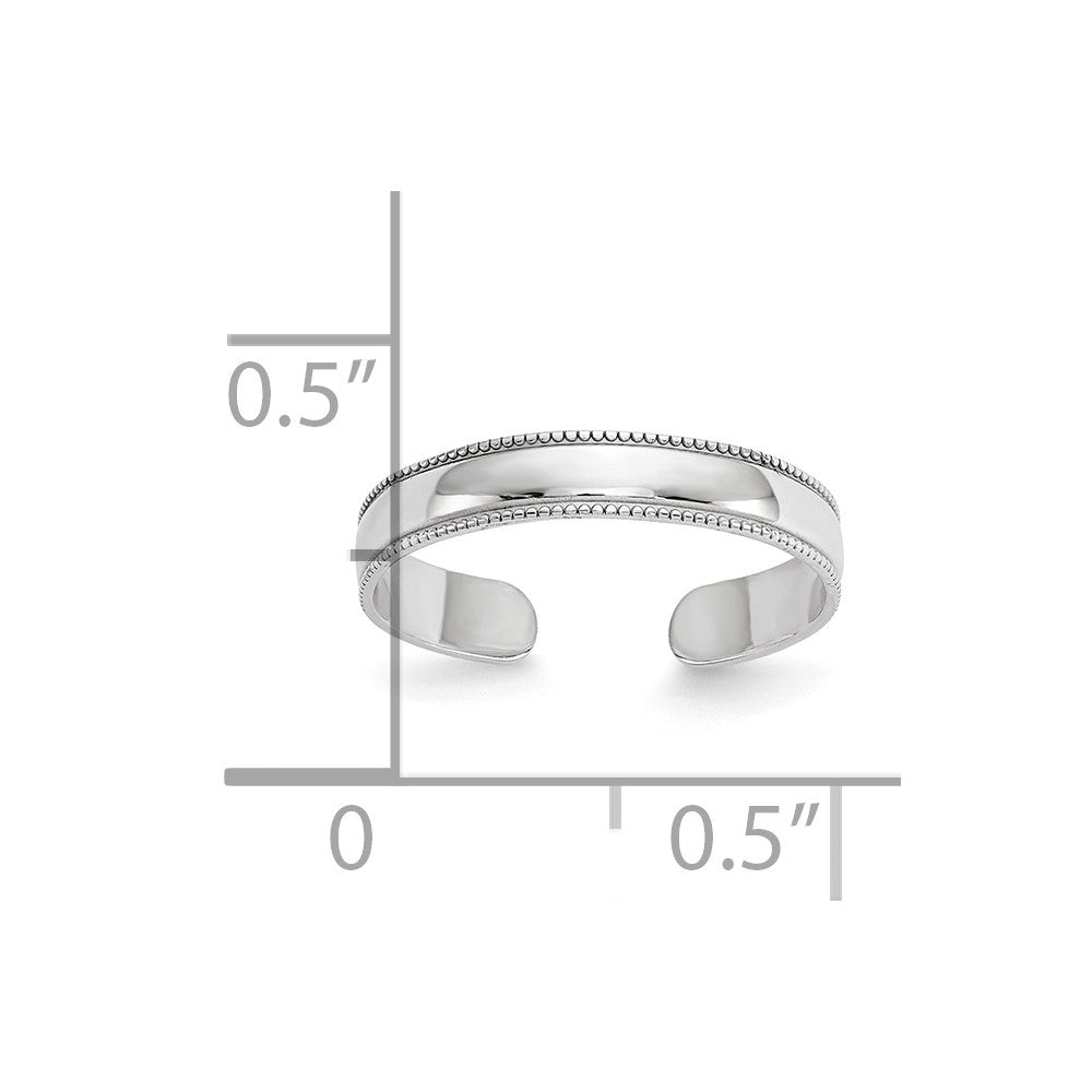 10k White Gold Mill Grain Adjustable Toe Ring