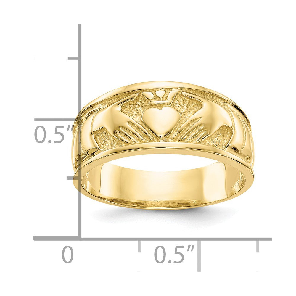 10k Polished Claddagh Ring