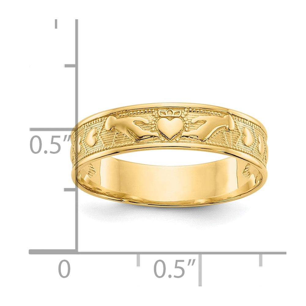 10K Polished Claddagh Band