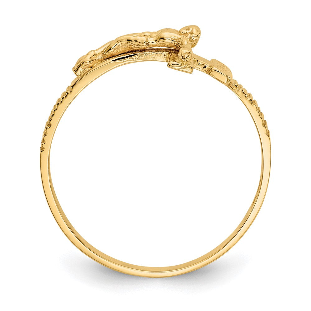10K Polished Crucifix Ring