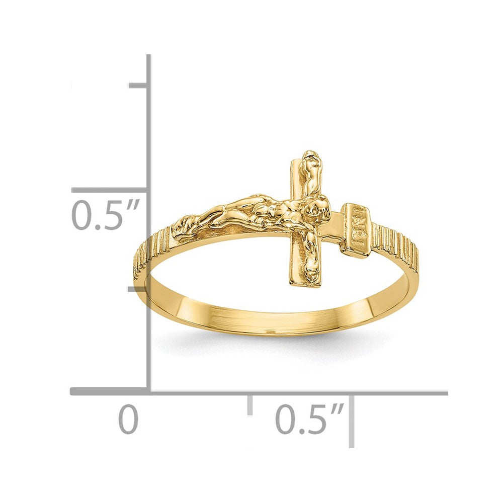 10K Polished Crucifix Ring