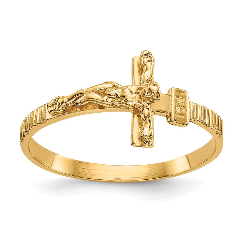 10K Polished Crucifix Ring