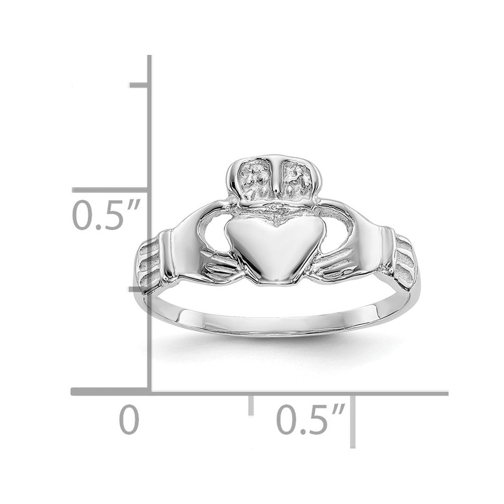10k White Gold Polished Claddagh Ring