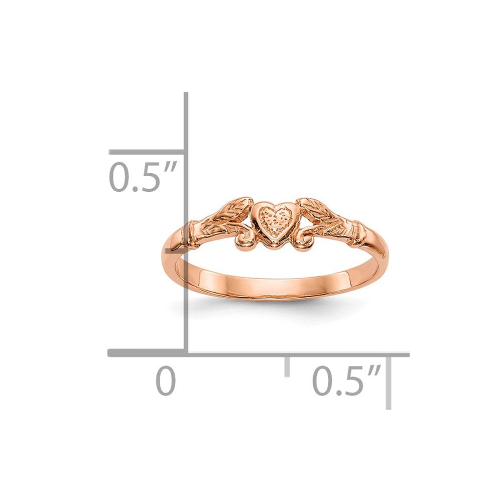 10K Rose Gold Textured Mini Heart Baby Ring