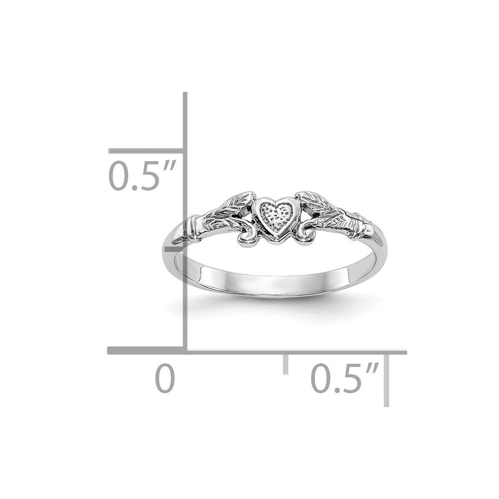 10K White Gold Textured Mini Heart Baby Ring