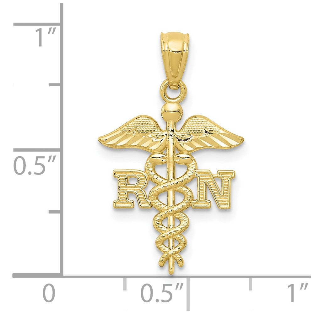 10k Diamond-cut Polished RN Nurse Pendant