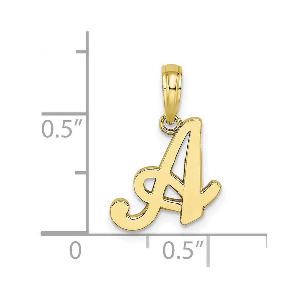 10K Polished A Script Initial Charm