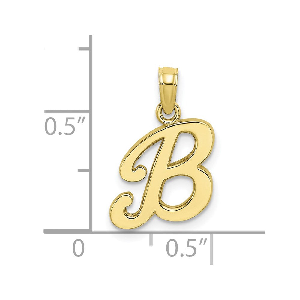 10K Polished B Script Initial Charm